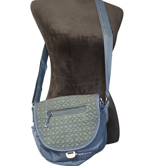 Sherpani Crossbody Bag With Quilted Flap Adjustable Strap Multiple Pockets Blue - Picture 1 of 6
